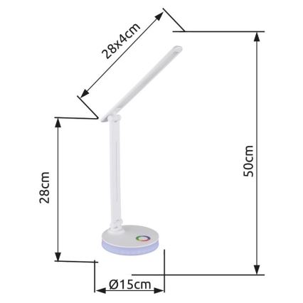 Globo - LED RGBW Dimbar touch bordslampa LED/5W/230V + LED/2W 2700K/4000K/6500K vit