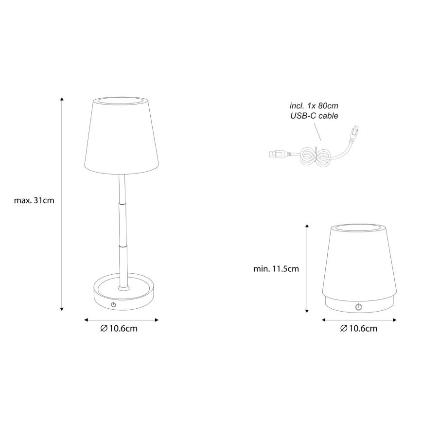 Globo - LED-dimmbar beröringsstyrd uppladdningsbar bordslampa LED/1,2W/3V 1200 mAh