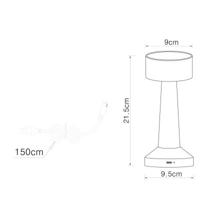 Globo - LED ljusreglerad bordslampa touch LED/1W/3,7V 2700K/4000K/6500K 800 mAh USB guld