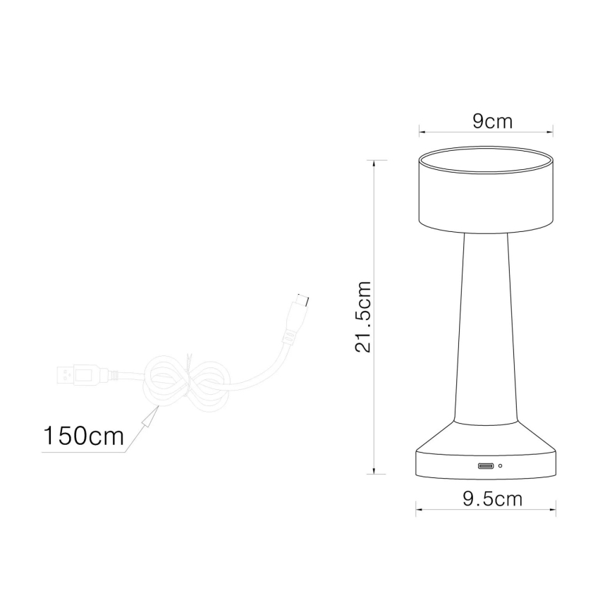 Globo - LED ljusreglerad bordslampa touch LED/1W/3,7V 2700K/4000K/6500K 800 mAh USB guld