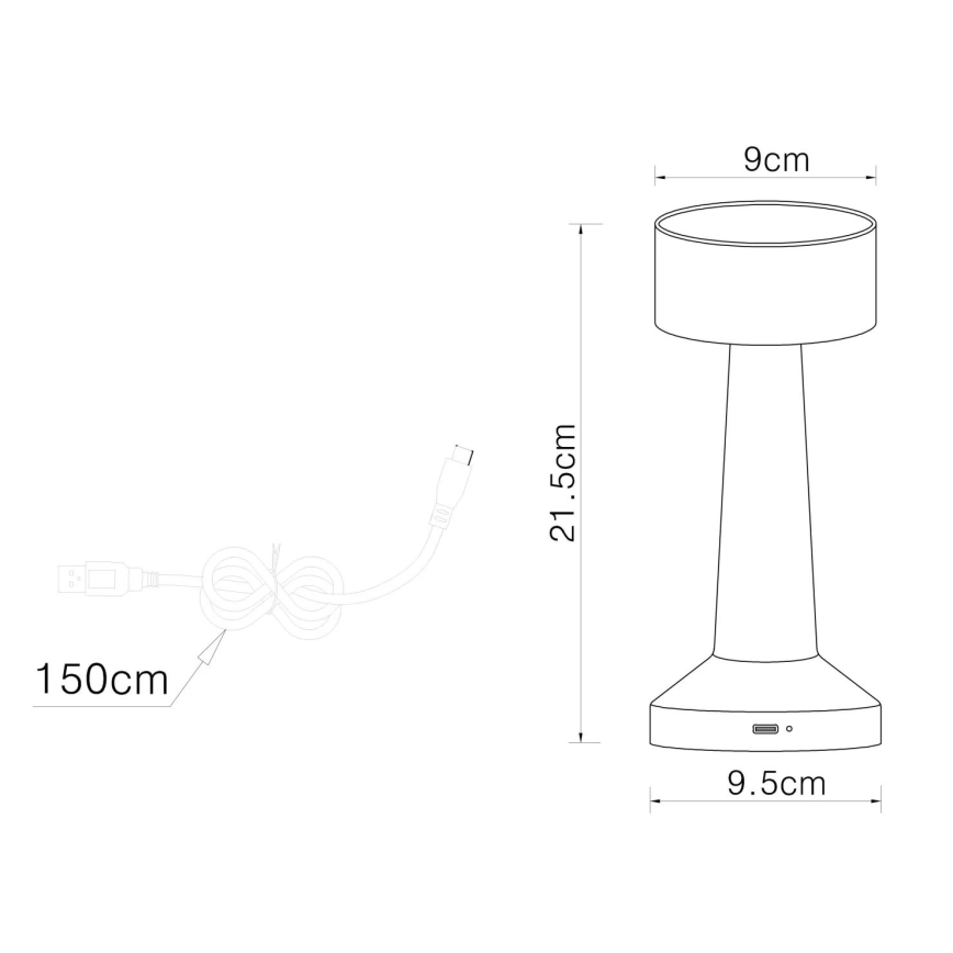 Globo - LED dimbar touchbordslampa LED/1W/3,7V 2700K/4000K/6500K 800 mAh USB matt krom