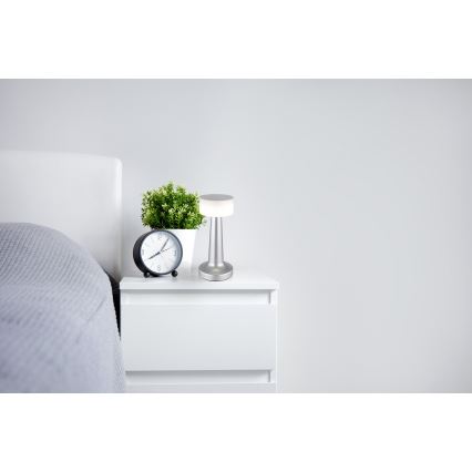 Globo - LED ljusreglerad bordslampa touch LED/1W/3,7V 2700K/4000K/6500K 800 mAh USB matt krom