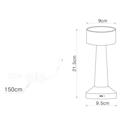 Globo - LED ljusreglerad bordslampa touch LED/1W/3,7V 2700K/4000K/6500K 800 mAh USB matt krom
