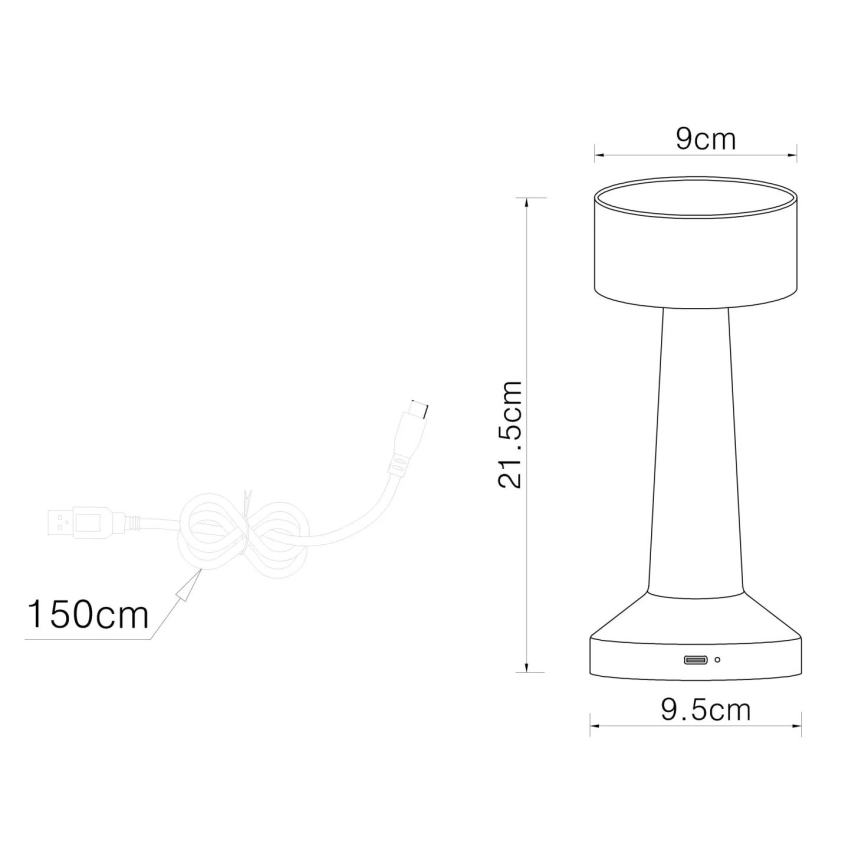 Globo - LED ljusreglerad bordslampa touch LED/1W/3,7V 2700K/4000K/6500K 800 mAh USB vit