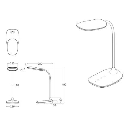Globo - LED ljusreglerad bordslampa touch LED/9W/230V 3000K/4000K/6500K CRI 90 svart
