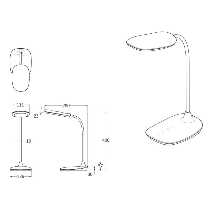 Globo - LED ljusreglerad bordslampa touch LED/9W/230V 3000K/4000K/6500K CRI 90 svart