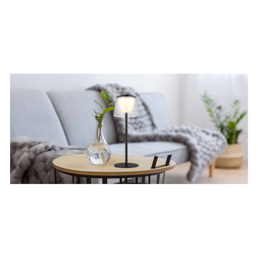 Globo - LED dimbar utomhusbordslampa med touch LED/1,8W/5V IP44 1800 mAh svart/klar