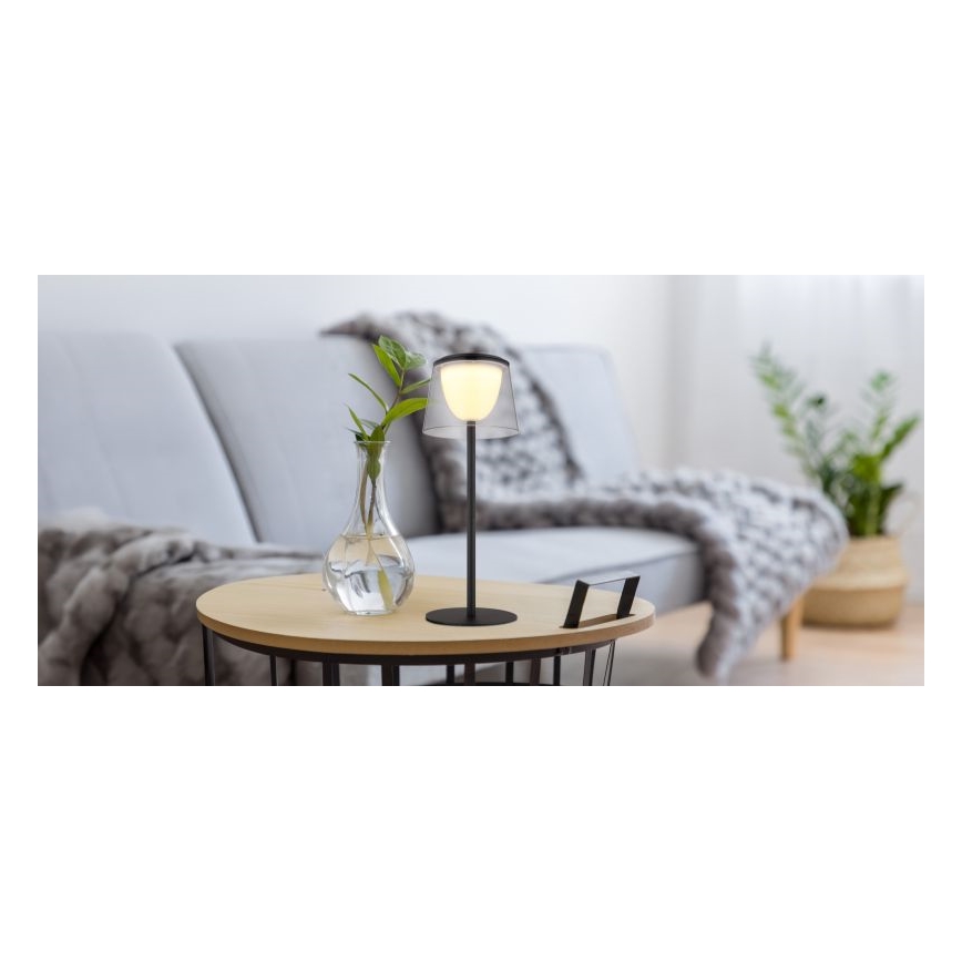 Globo - LED dimbar utomhusbordslampa med touch LED/1,8W/5V IP44 1800 mAh svart/rökfärgad