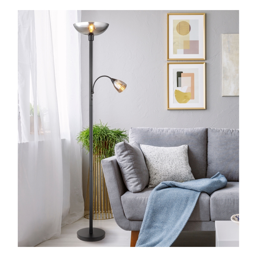 Globo - Golvlampa 1xE27/60W/230V + 1xE14/40W