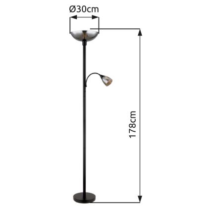 Globo - Golvlampa 1xE27/60W/230V + 1xE14/40W