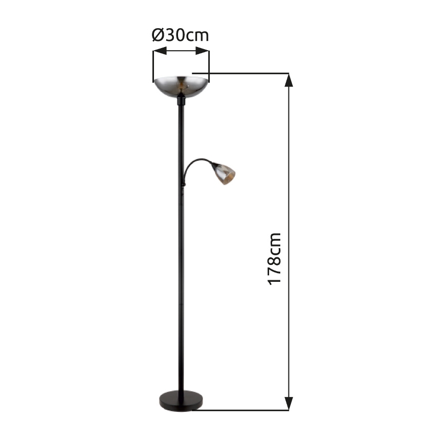 Globo - Golvlampa 1xE27/60W/230V + 1xE14/40W