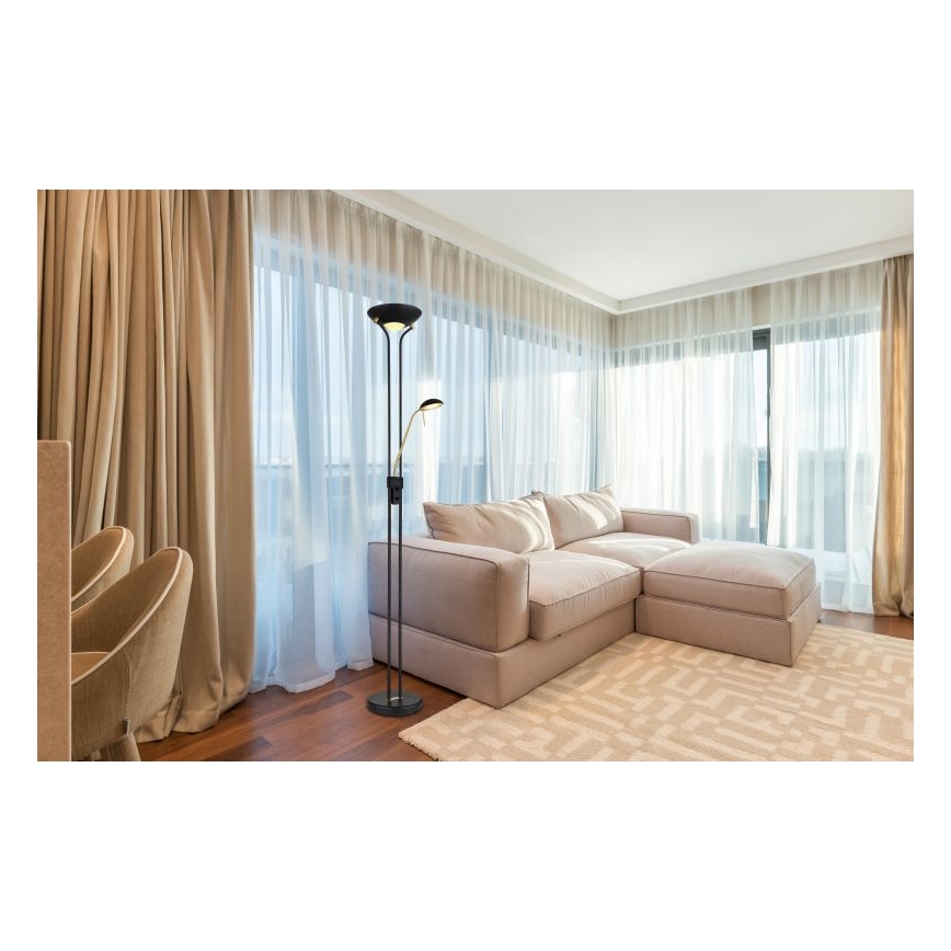 Globo - LED Dimbar golvlampa LED/20W/230V + LED/5,5W 3000K svart/guld