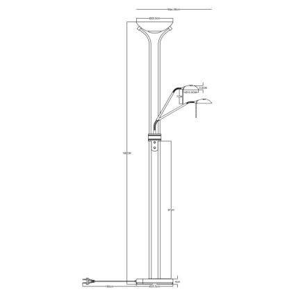 Globo - LED Dimbar golvlampa LED/20W/230V + LED/5,5W 3000K svart/guld