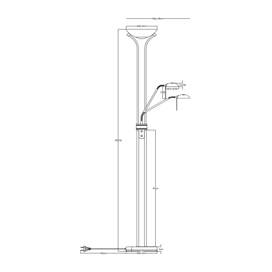 Globo - LED Dimbar golvlampa LED/20W/230V + LED/5,5W 3000K svart/guld