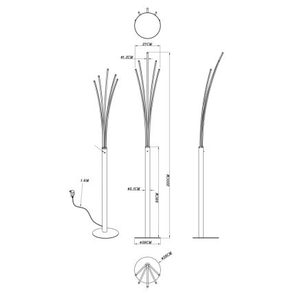 Globo - LED-dimbar beröringsstyrd golvlampa LED/36W/230V svart