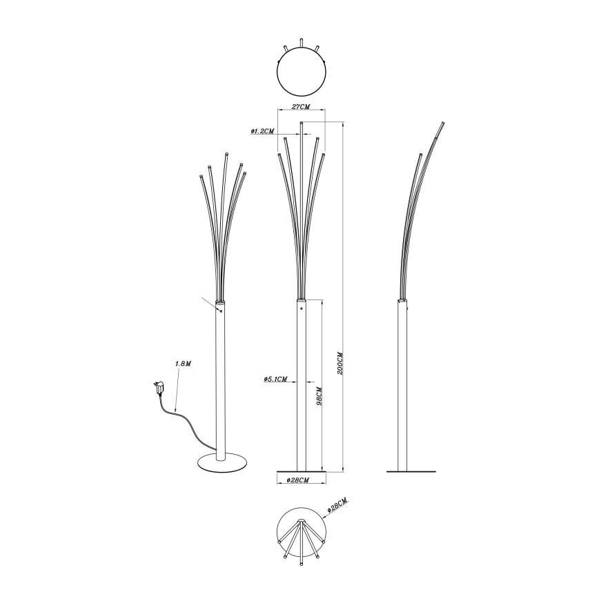 Globo - LED-dimbar beröringsstyrd golvlampa LED/36W/230V svart