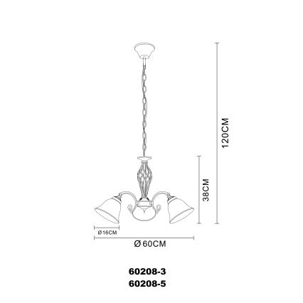 Globo - Taklampa med kedja 3xE27/60W/230V