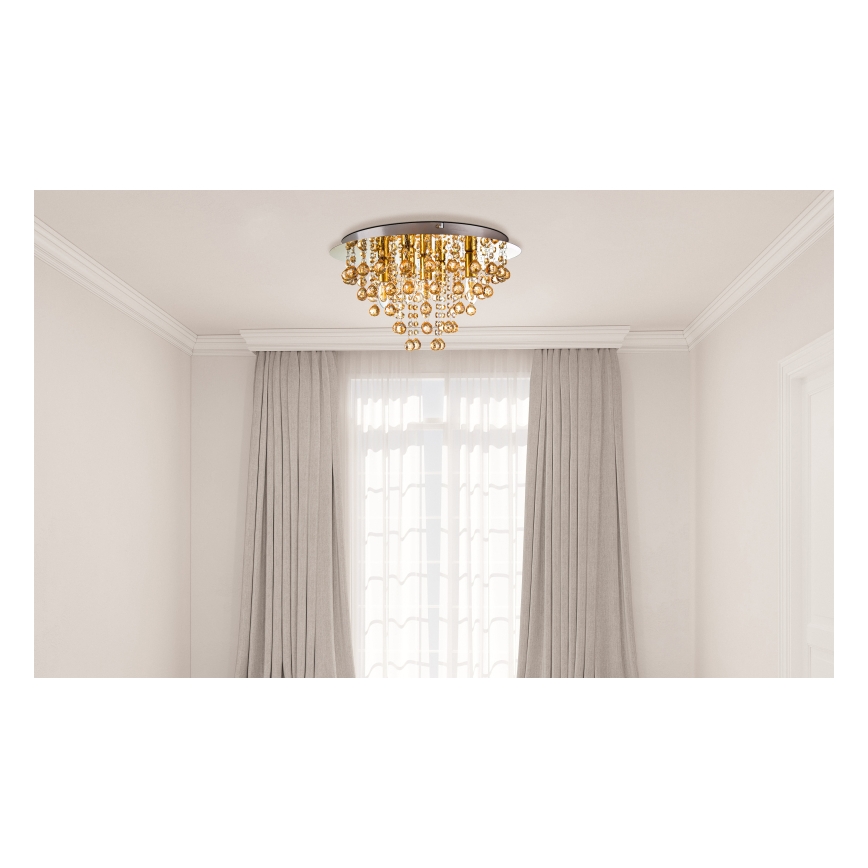Globo - Taklampa 5xE14/40W/230V diameter 46 cm guld