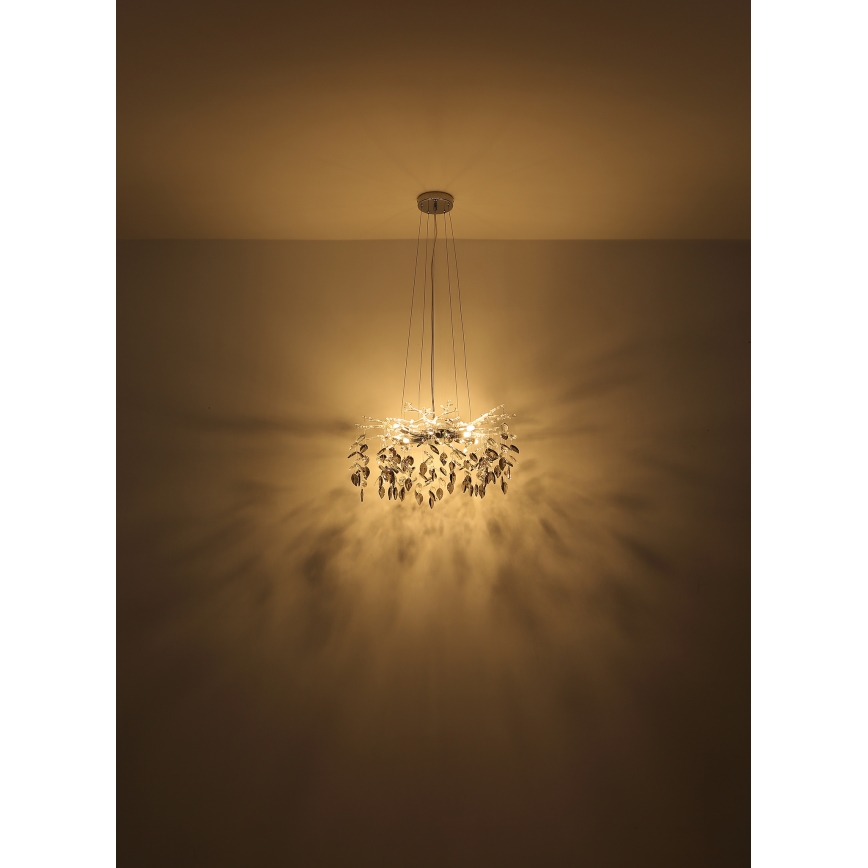 Globo - Ljuskrona med textilsladd 8xG9/8W/230V diameter 61 cm guld