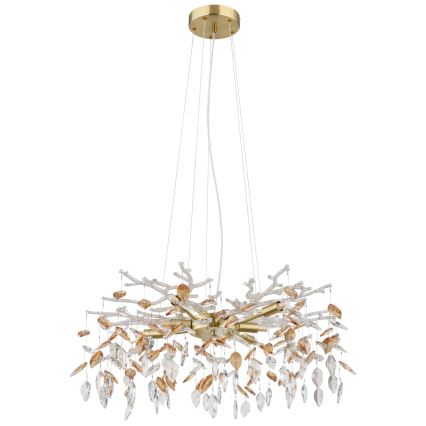 Globo - Ljuskrona med textilsladd 8xG9/8W/230V diameter 61 cm guld