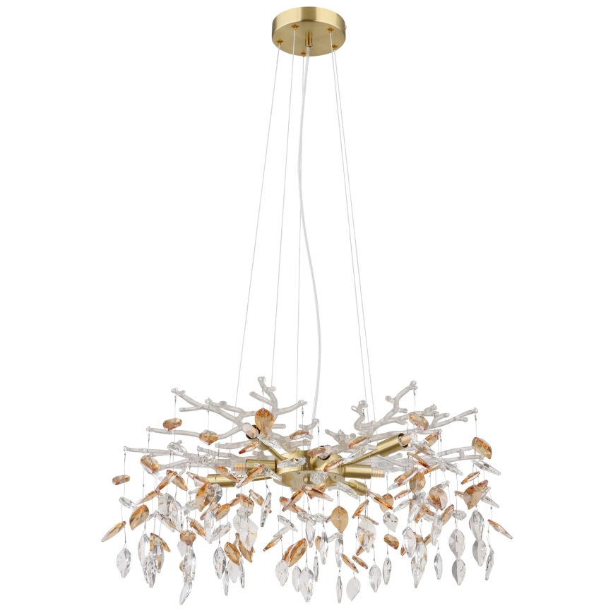 Globo - Ljuskrona med textilsladd 8xG9/8W/230V diameter 61 cm guld
