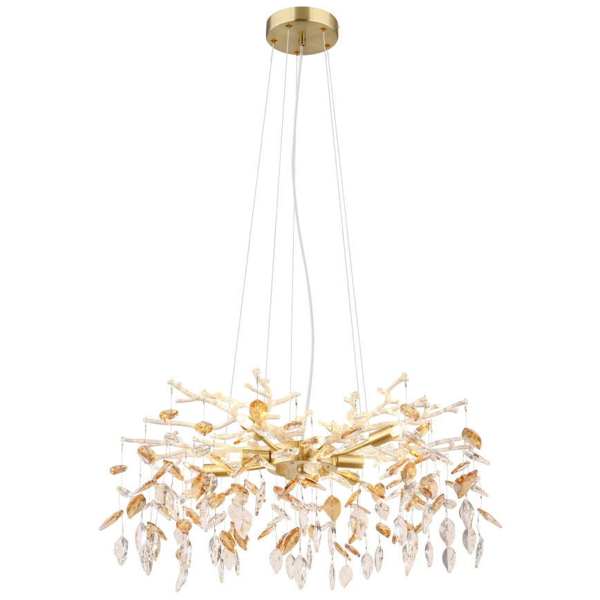 Globo - Ljuskrona med textilsladd 8xG9/8W/230V diameter 61 cm guld