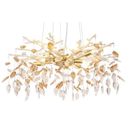 Globo - Ljuskrona med textilsladd 8xG9/8W/230V diameter 61 cm guld