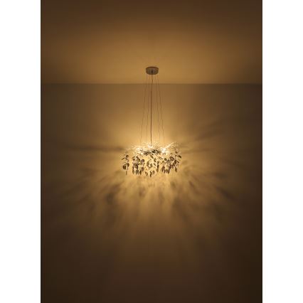 Globo - Ljuskrona med textilsladd 8xG9/8W/230V diameter 61 cm skinande krom