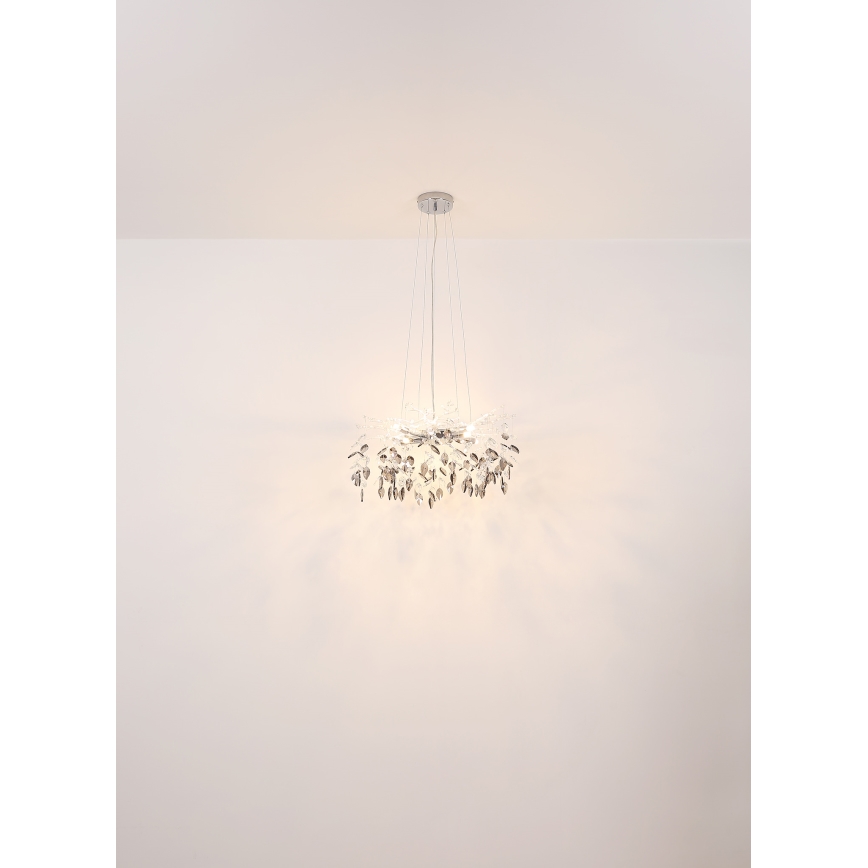Globo - Ljuskrona med textilsladd 8xG9/8W/230V diameter 61 cm skinande krom
