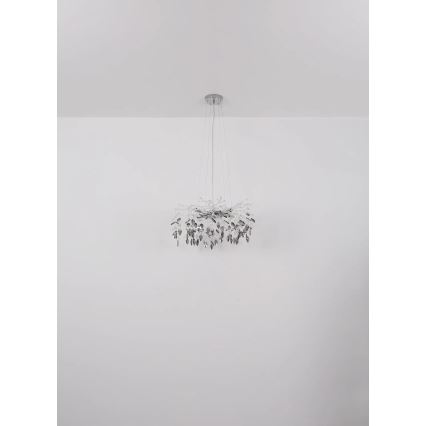 Globo - Ljuskrona med textilsladd 8xG9/8W/230V diameter 61 cm skinande krom