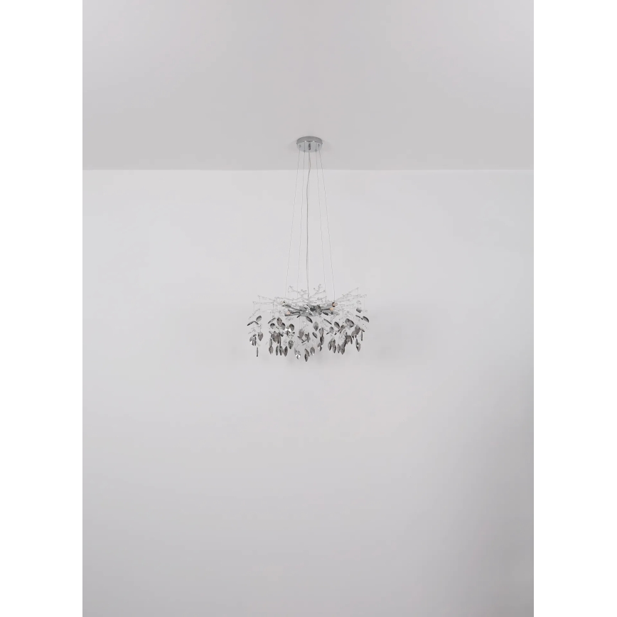 Globo - Ljuskrona med textilsladd 8xG9/8W/230V diameter 61 cm skinande krom