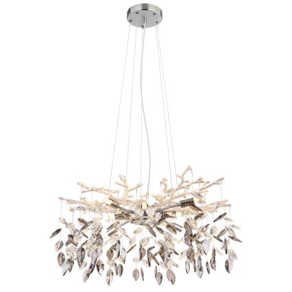 Globo - Ljuskrona med textilsladd 8xG9/8W/230V diameter 61 cm skinande krom