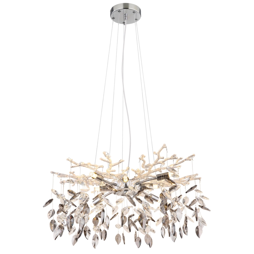 Globo - Ljuskrona med textilsladd 8xG9/8W/230V diameter 61 cm skinande krom