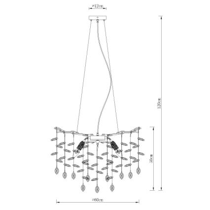 Globo - Taklampa på vajer 8xE14/40W/230V guld