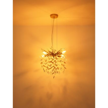 Globo - Hängande ljuskrona på kabel 4xE14/40W/230V, guldfärgad