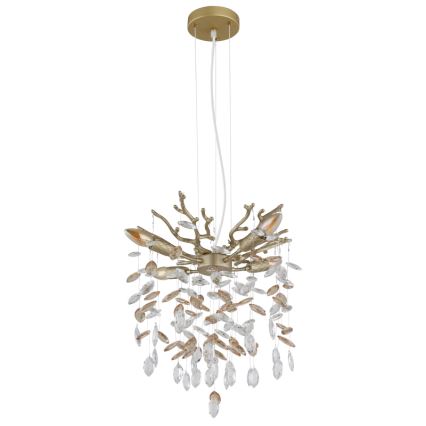 Globo - Hängande ljuskrona på kabel 4xE14/40W/230V, guldfärgad