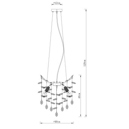 Globo - Hängande ljuskrona på kabel 4xE14/40W/230V, guldfärgad