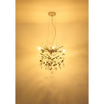 Globo - Taklampa med vajer 4xE14/40W/230V silverfärgad