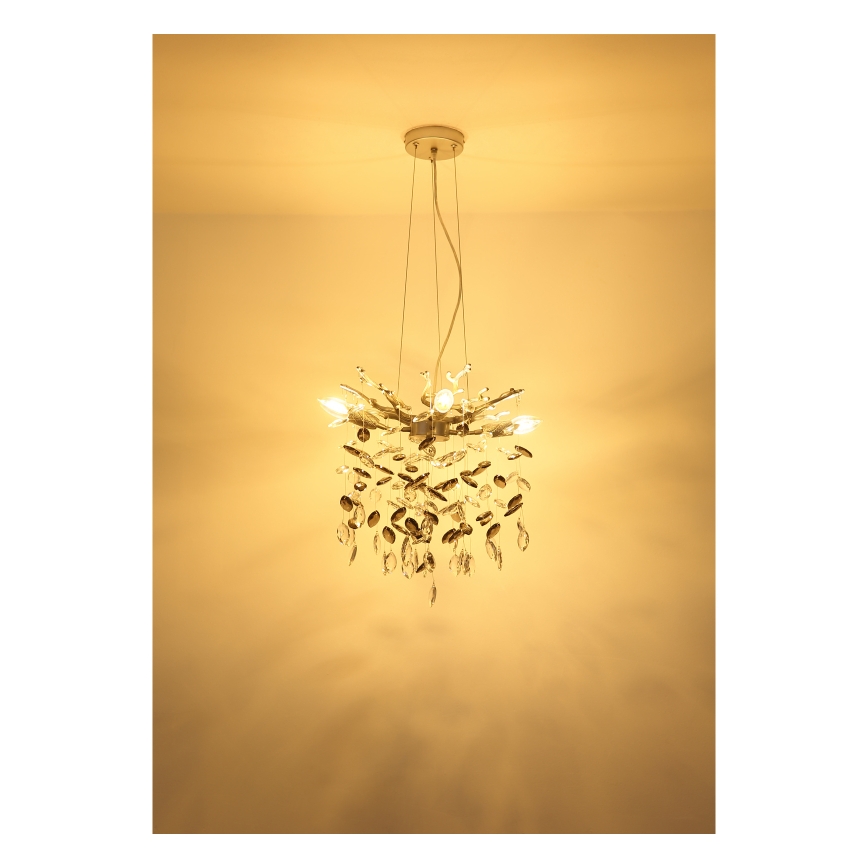 Globo - Taklampa med vajer 4xE14/40W/230V silverfärgad
