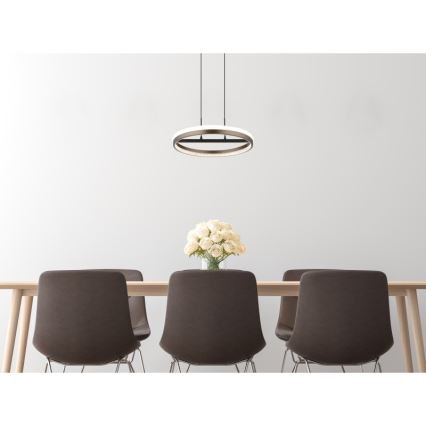 Globo - LED ljuskrona med textilsladd LED/40W/230V 3000/4000/6000K diameter 39,7 cm brun