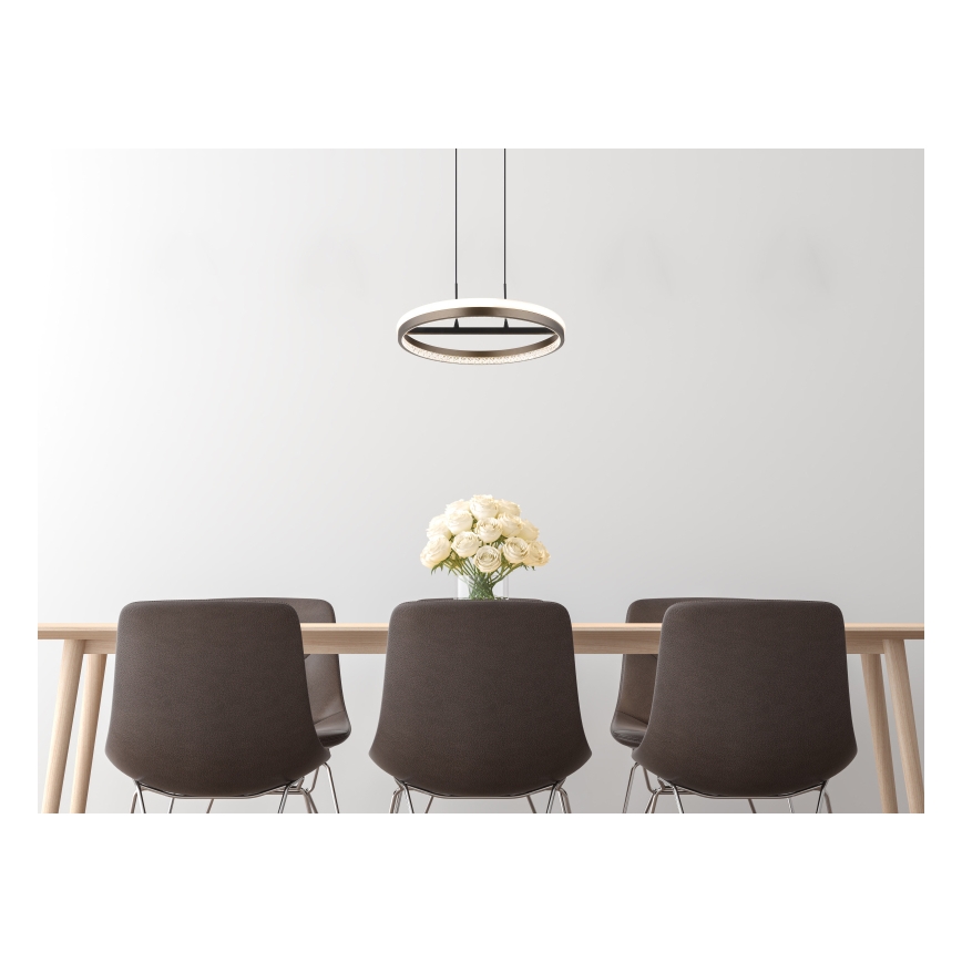 Globo - LED ljuskrona med textilsladd LED/40W/230V 3000/4000/6000K diameter 39,7 cm brun
