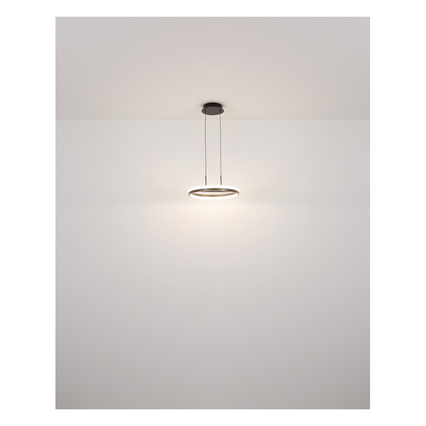 Globo - LED ljuskrona med textilsladd LED/40W/230V 3000/4000/6000K diameter 39,7 cm brun