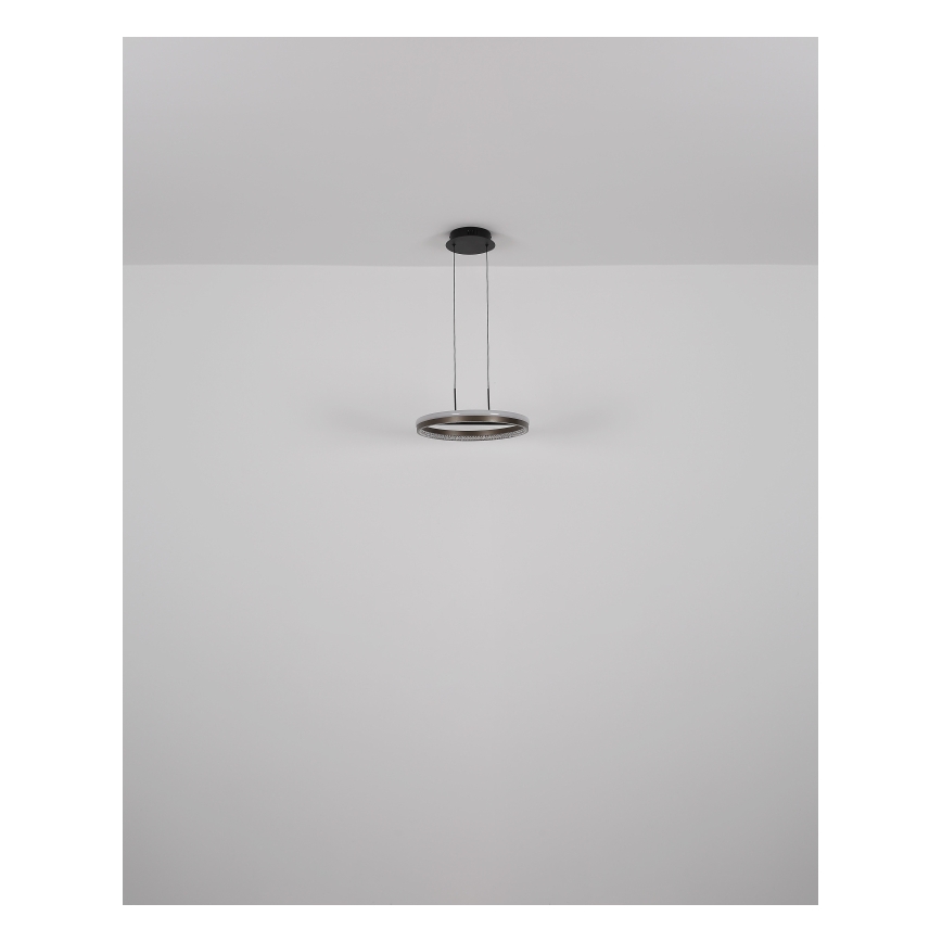 Globo - LED ljuskrona med textilsladd LED/40W/230V 3000/4000/6000K diameter 39,7 cm brun