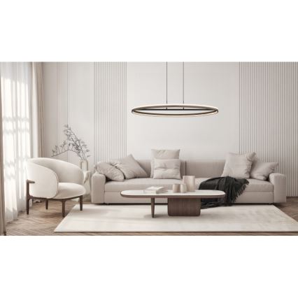 Globo - LED ljuskrona med textilsladd LED/60W/230V 3000/4000/6000K brun