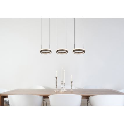 Globo - LED ljuskrona med textilsladd LED/40W/230V 3000/4000/6000K brun