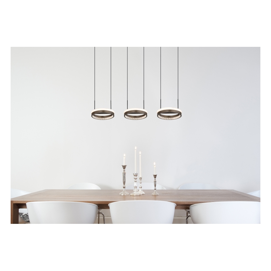 Globo - LED ljuskrona med textilsladd LED/40W/230V 3000/4000/6000K brun