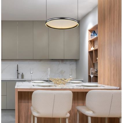 Globo - LED ljusreglerad ljuskrona på textilsladd LED/36W/230V 2700-6000K svart + fjärrkontroll