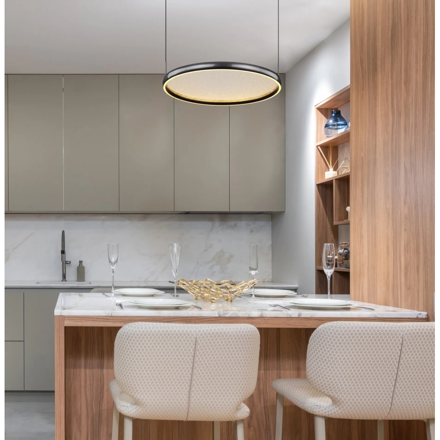 Globo - LED ljusreglerad ljuskrona på textilsladd LED/36W/230V 2700-6000K svart + fjärrkontroll