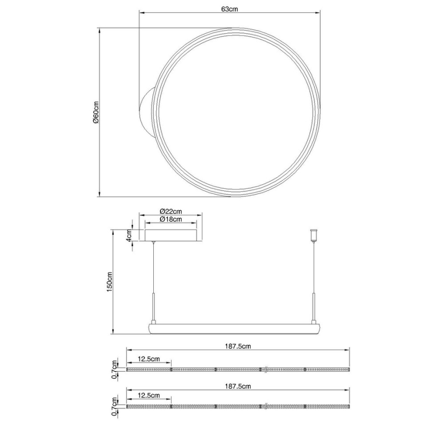 Globo - LED ljusreglerad ljuskrona på textilsladd LED/36W/230V 2700-6000K svart + fjärrkontroll