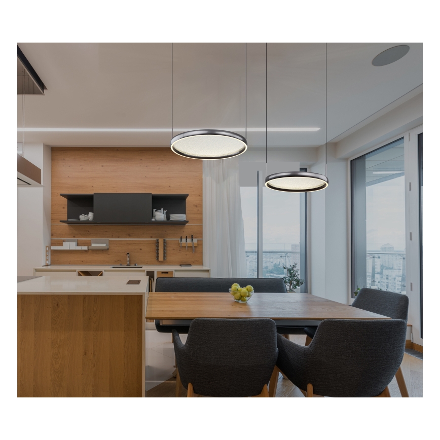 Globo - LED ljusreglerad ljuskrona på textilsladd LED/50W/230V 2700-6000K svart + fjärrkontroll